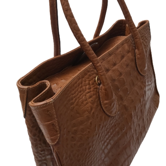 Courage B brown Andre crocodile embossed leather satchel - Picture 7 of 11